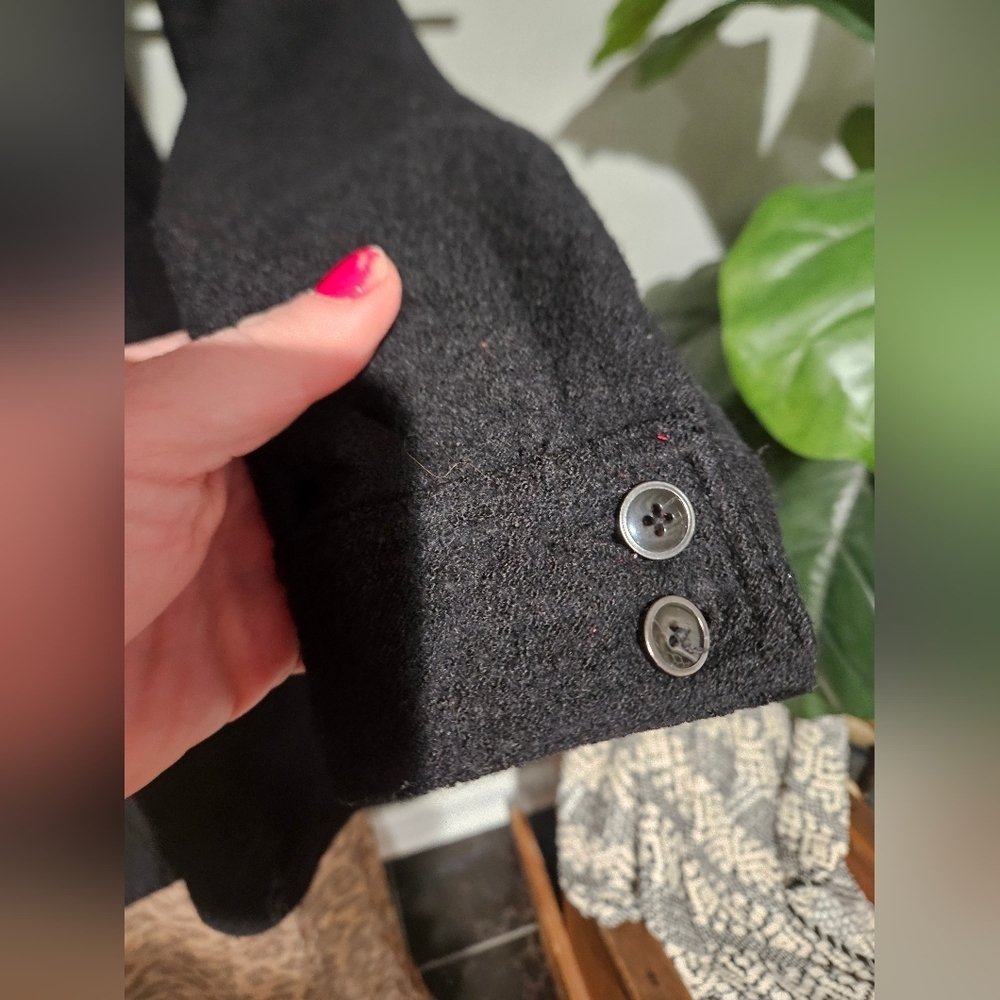 FREE PEOPLE Black Tailored Wool-Blend Double-Breasted Coat. Size Small - Picture 15 of 16